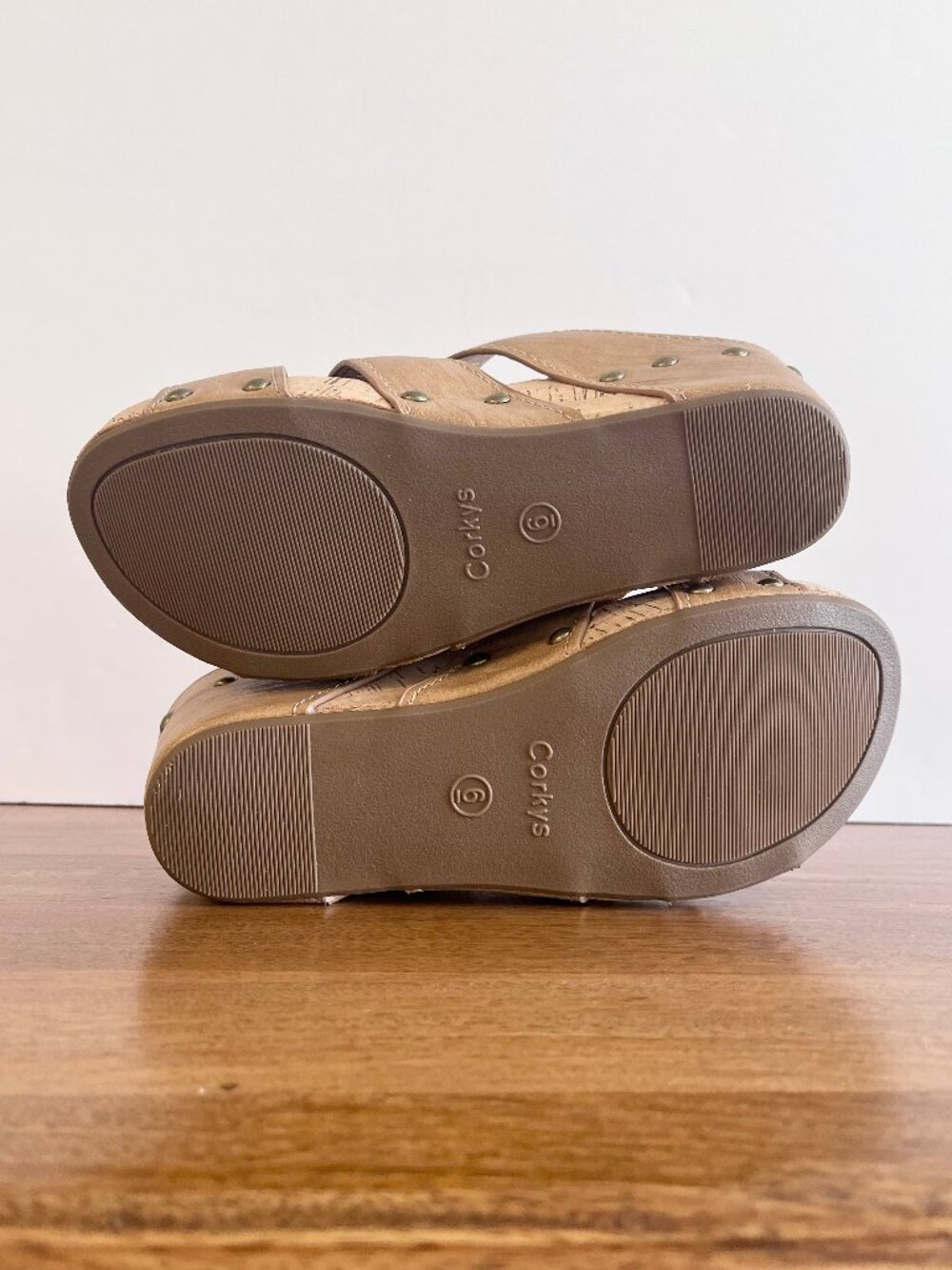 NEW! Corky's "Catch Of The Day" Cork Wedge Sandal Comfort Platform Camel/Tan 6 - Picture 12 of 13